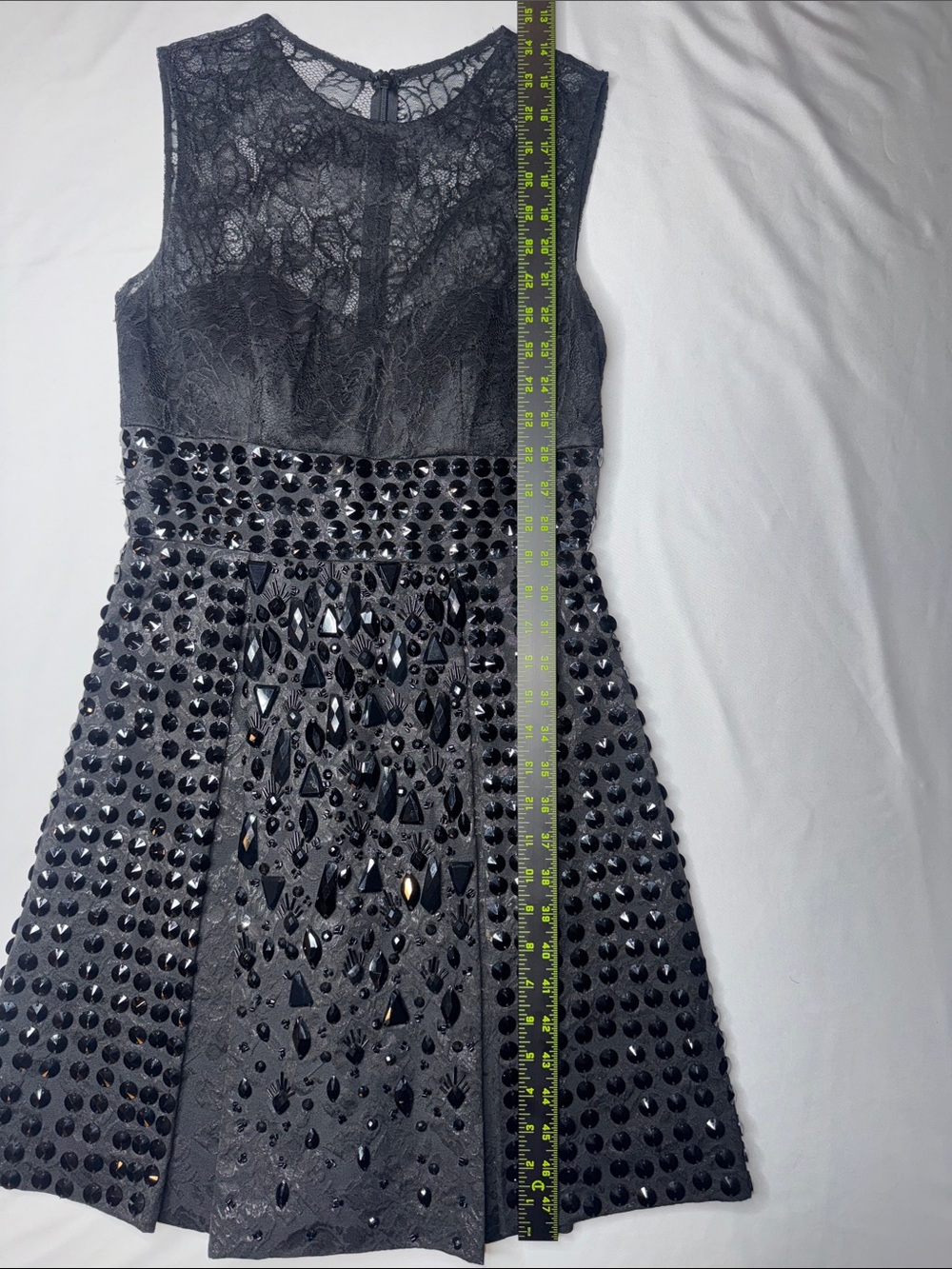 Jovani Black Lace Crystal Embellished Cocktail Dress Size 2 Beaded Formal - Picture 7 of 8